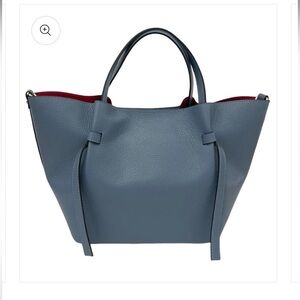 NEW TWO AMICIS HAMPTON SHOPPER TOTE LEATHER ITALY ITALIAN BLUE RED BAG Boat